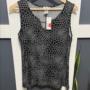 Brittany Black Black and White Honeycomb Tank Top